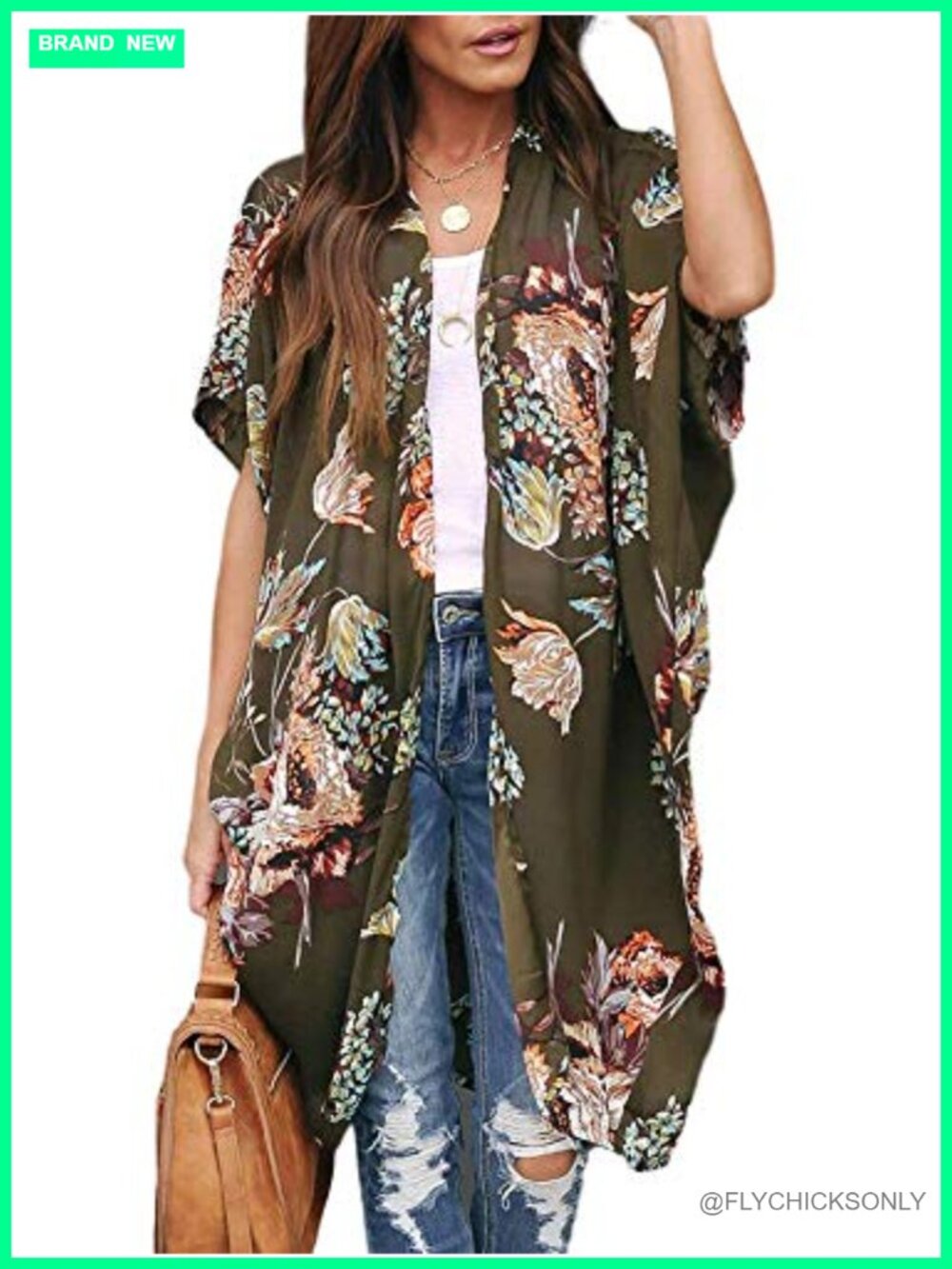 Floral Kimono Duster Cardigan Sheer Oversized Beach Cover Up